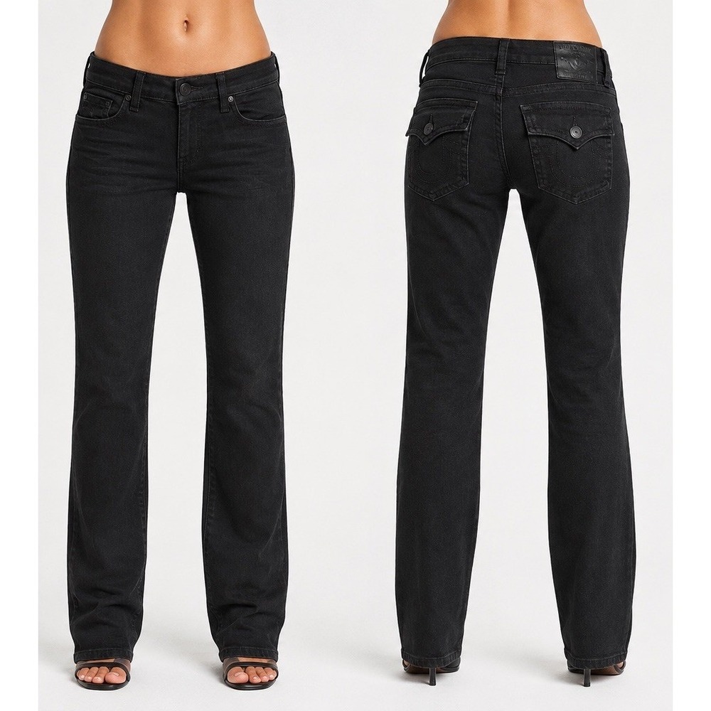 True Religion Billy Straight Leg Black Jeans Sz 30 TRW7751 Low Rise VTG Retired